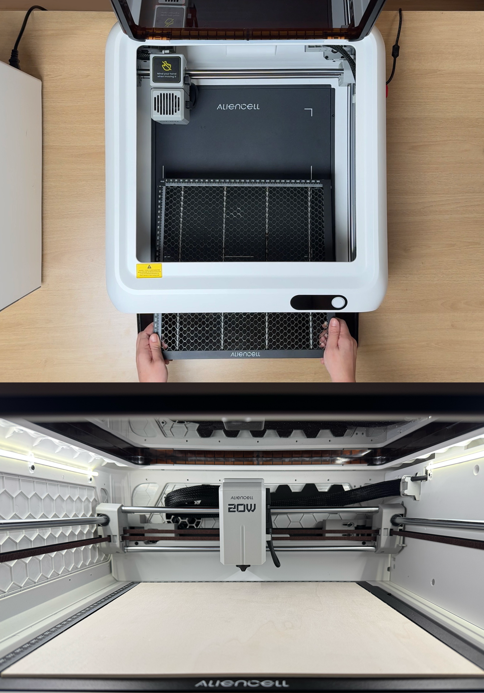 Figure 11: Placing the honeycomb panel and basswood board
