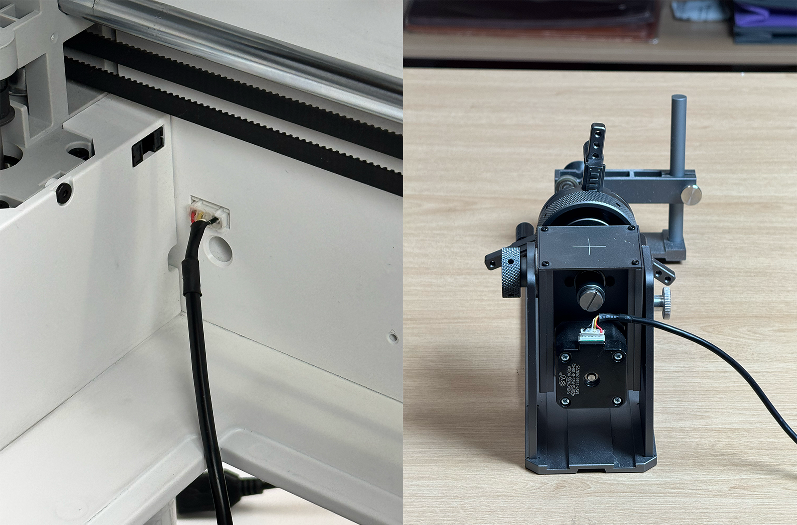 Figure 22: Rotary chuck cable connection (port position subject to the actual product)